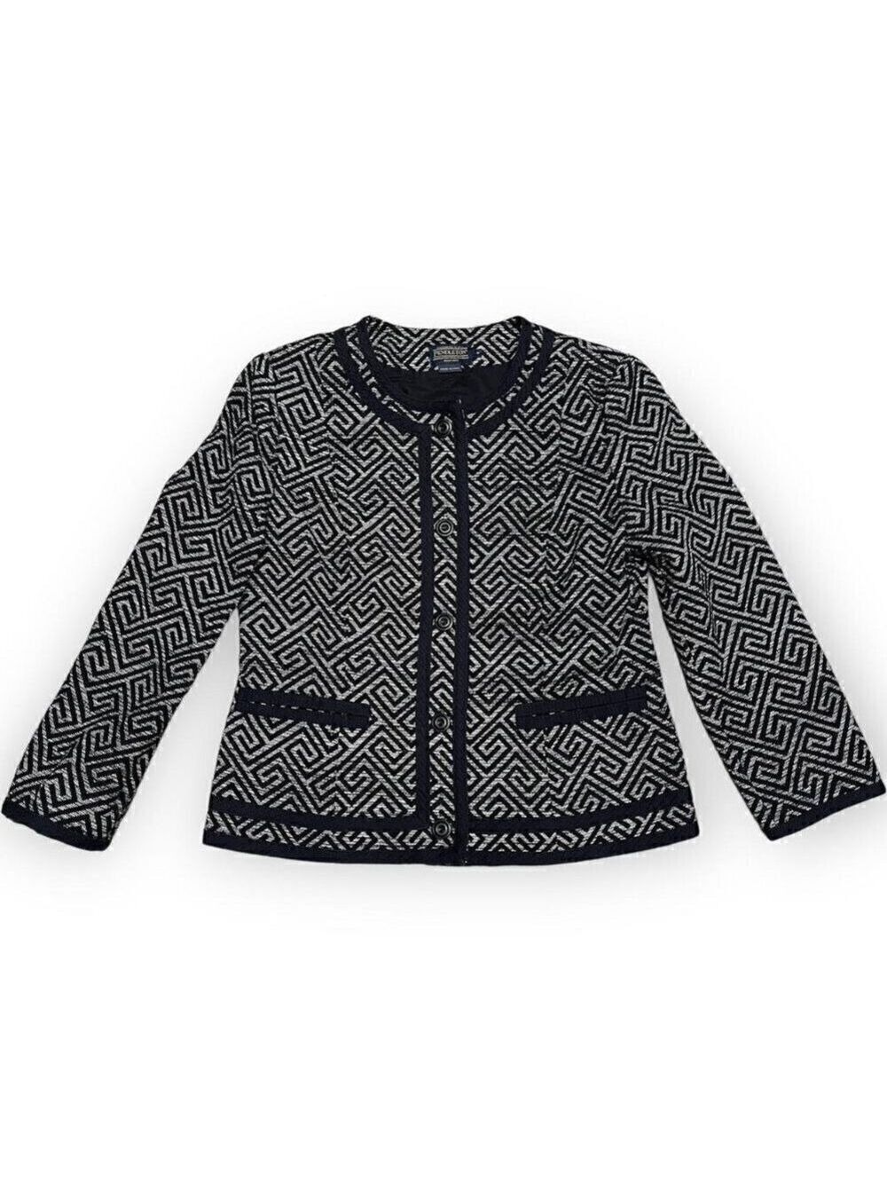 Pendleton Retro Y2K Aztec Luxury Designer Light Blazer Jacket - Womens 8
